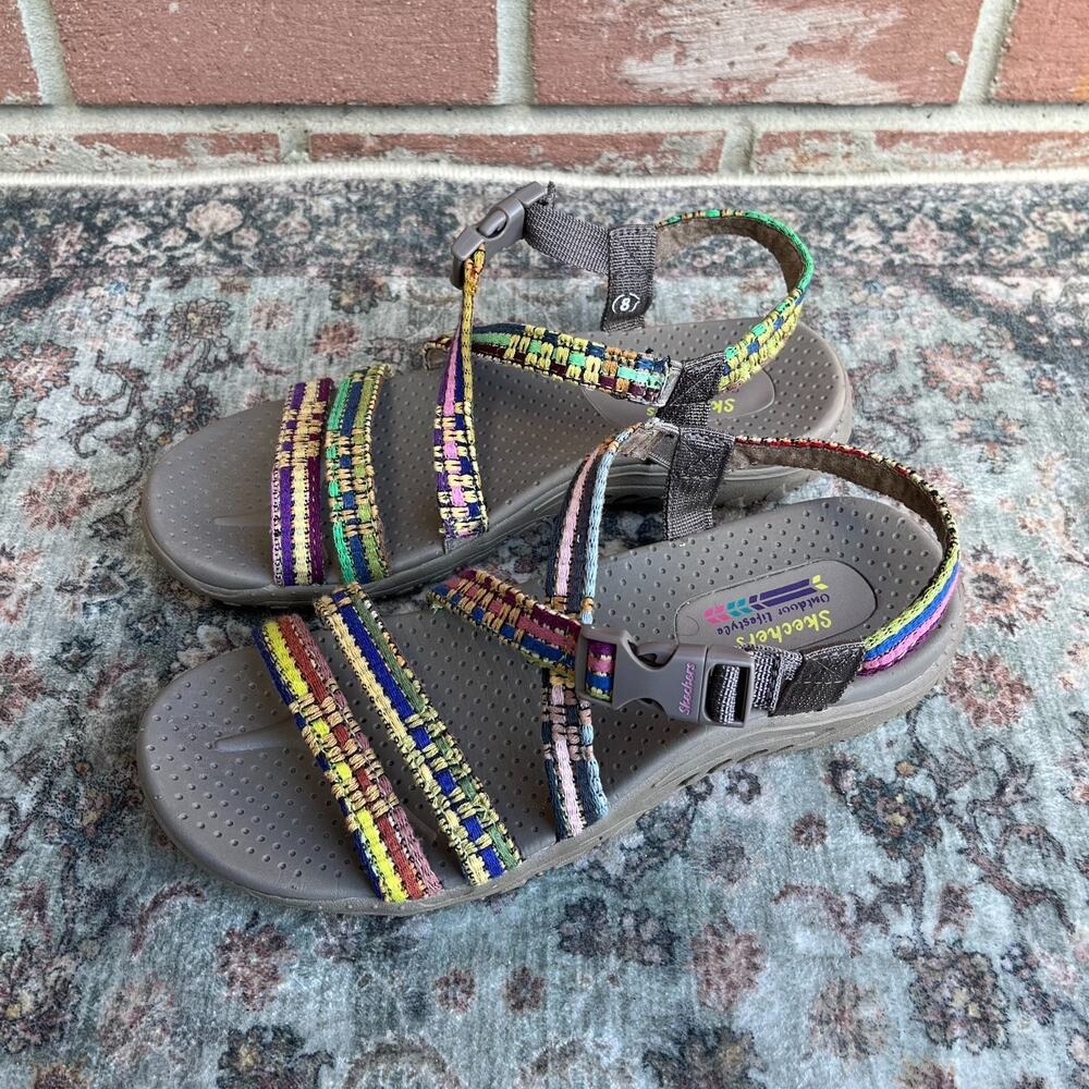 Skechers Reggae Sew Me Sandals / Women 8 / Taupe Multi Strappy Boho